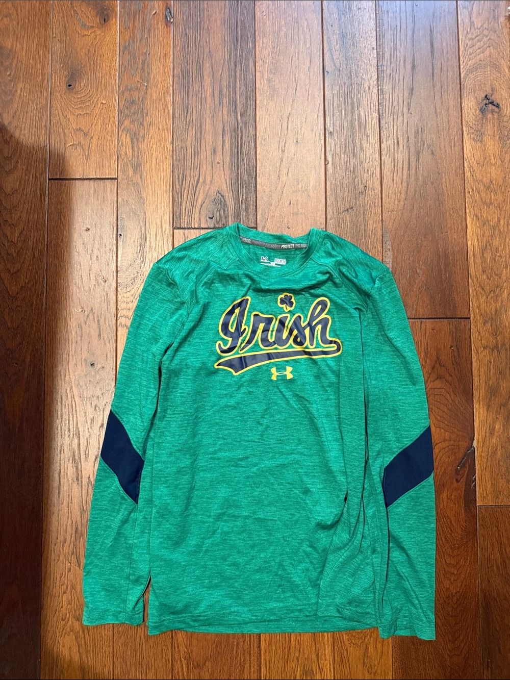 Under Armour Green Long Sleeve 'Irish' Performance Tee with Navy Accents